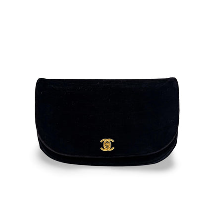Chanel CC Half Moon Clutch Quilted Velvet Product Image