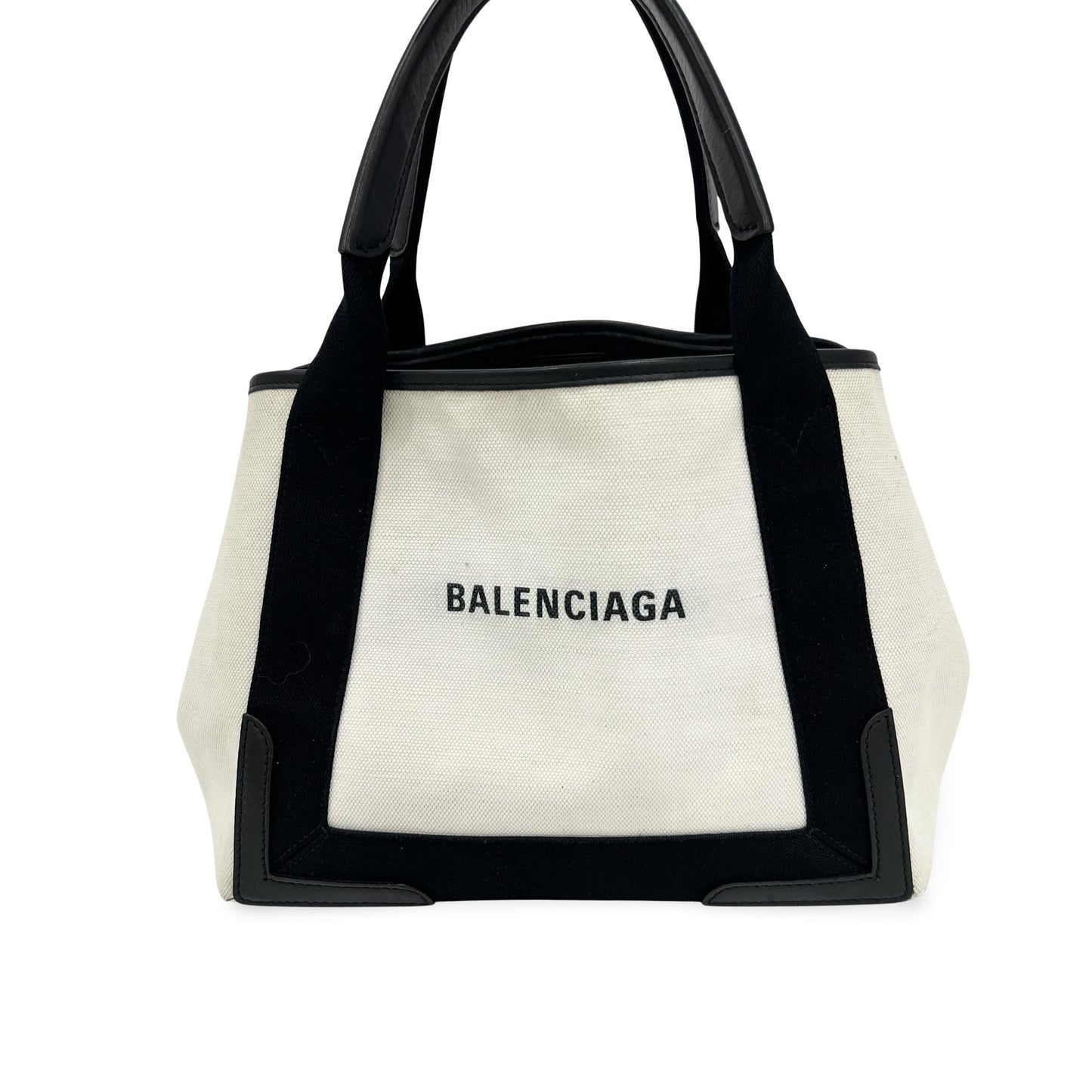 Balenciaga Navy Cabas Canvas with Leather Medium