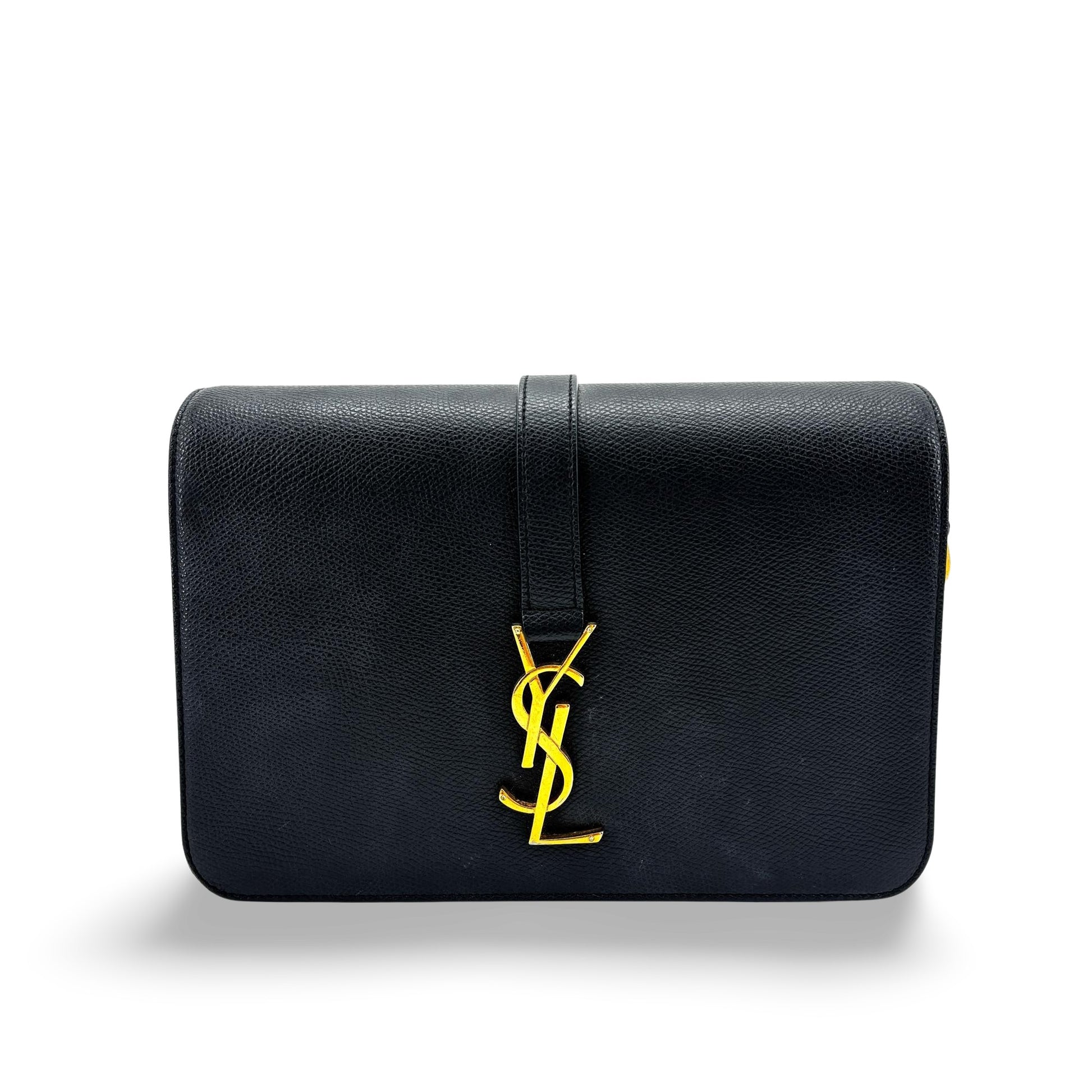 Saint Laurent Classic Monogram Crossbody Bag Metallic Leather Medium