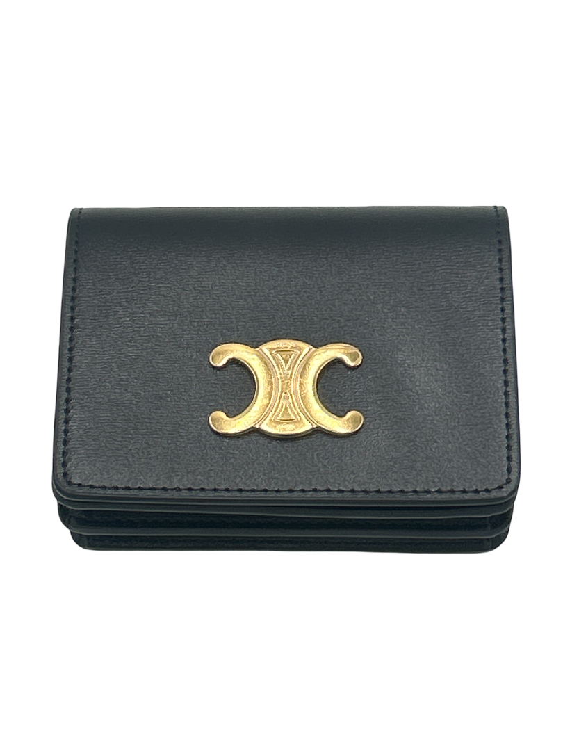 Celine Triomphe Trifold Wallet Leather Small