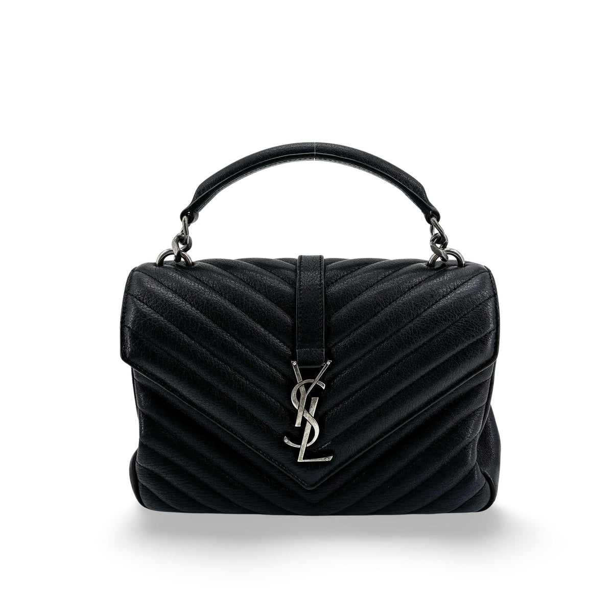 Saint Laurent Classic Monogram College Matelasse Chevron Leather Medium