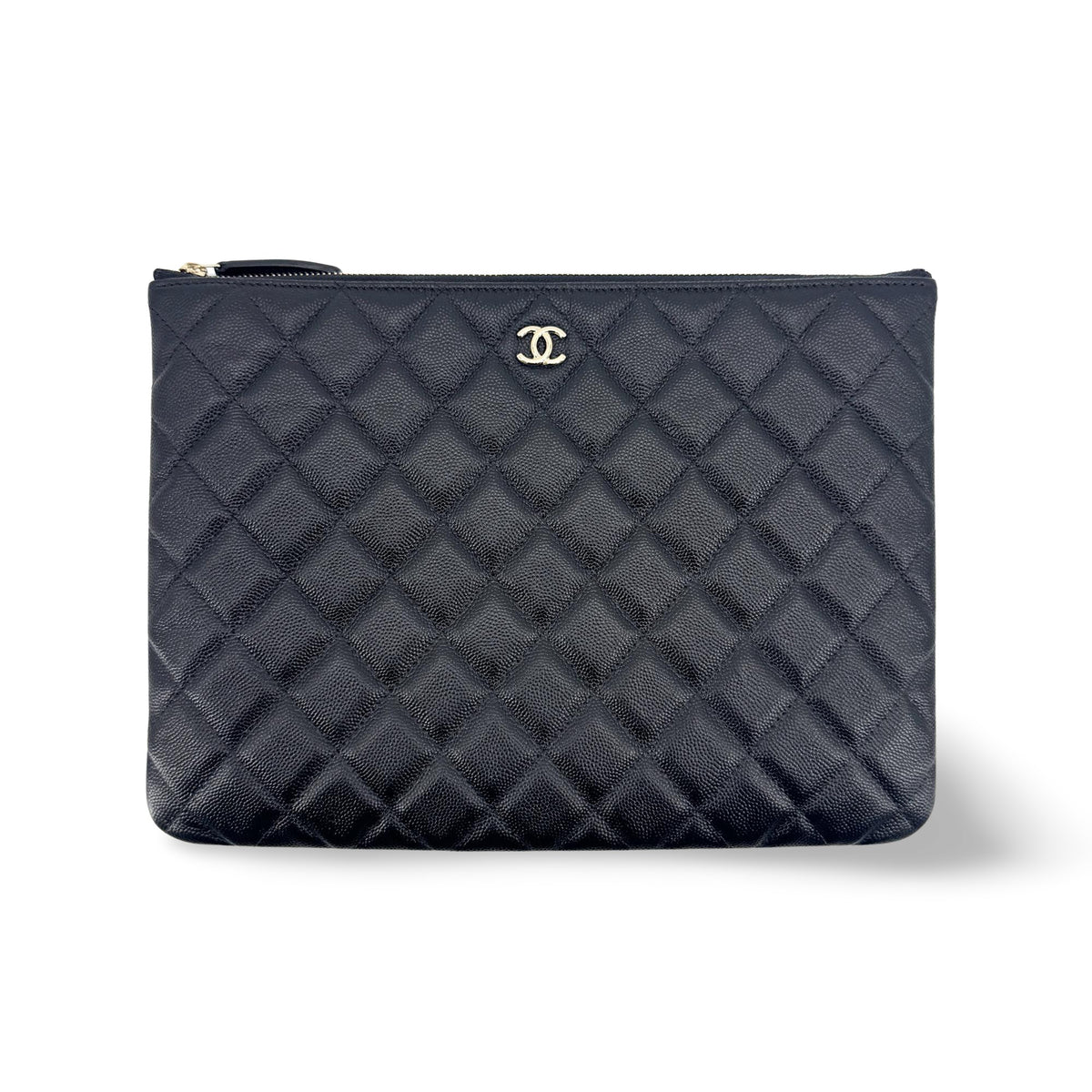 Chanel O Case Clutch Quilted Caviar Medium