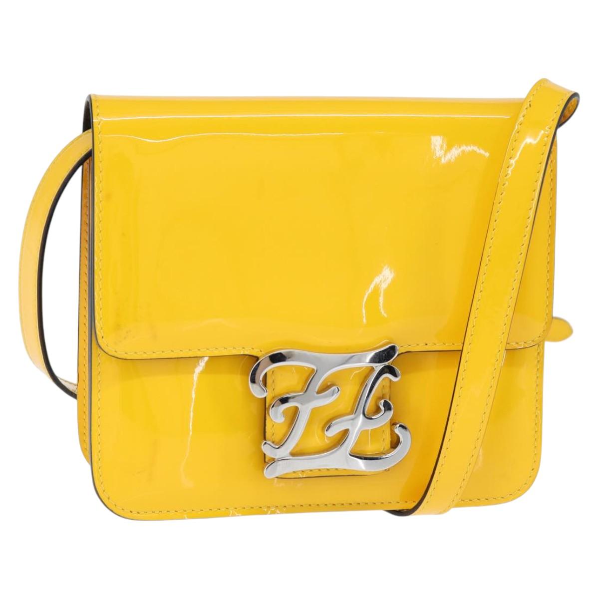Fendi Curligraphy Shoulder Enamel Yellow Silver small