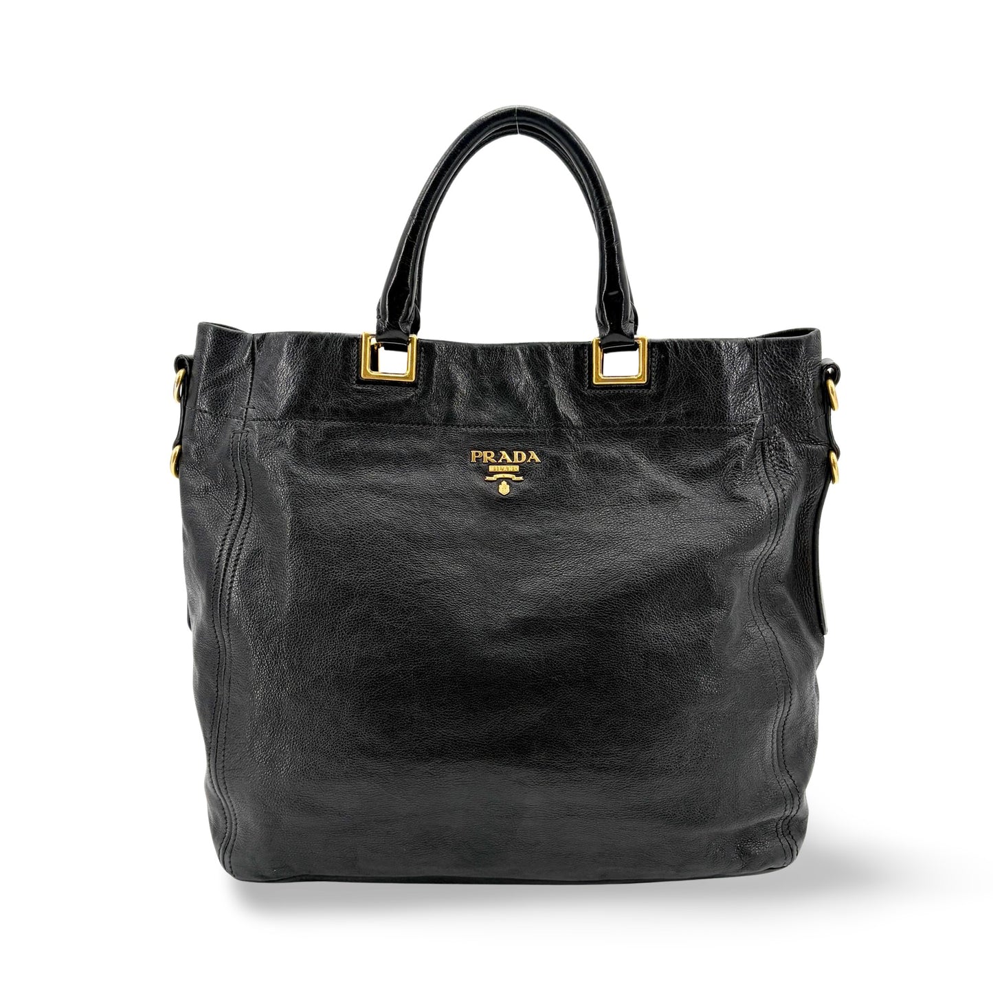 Prada Prada Vitello Phenix Leather Tote Bag Black Large phenix leather Product Image