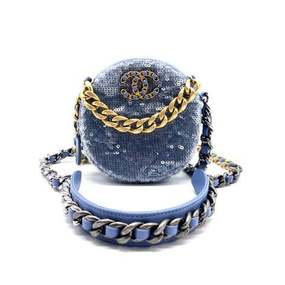 Chanel Round Clutch with Chain Sequins Mini