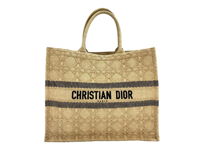 Christian Dior Book Cannage Embroidered Raffia Large