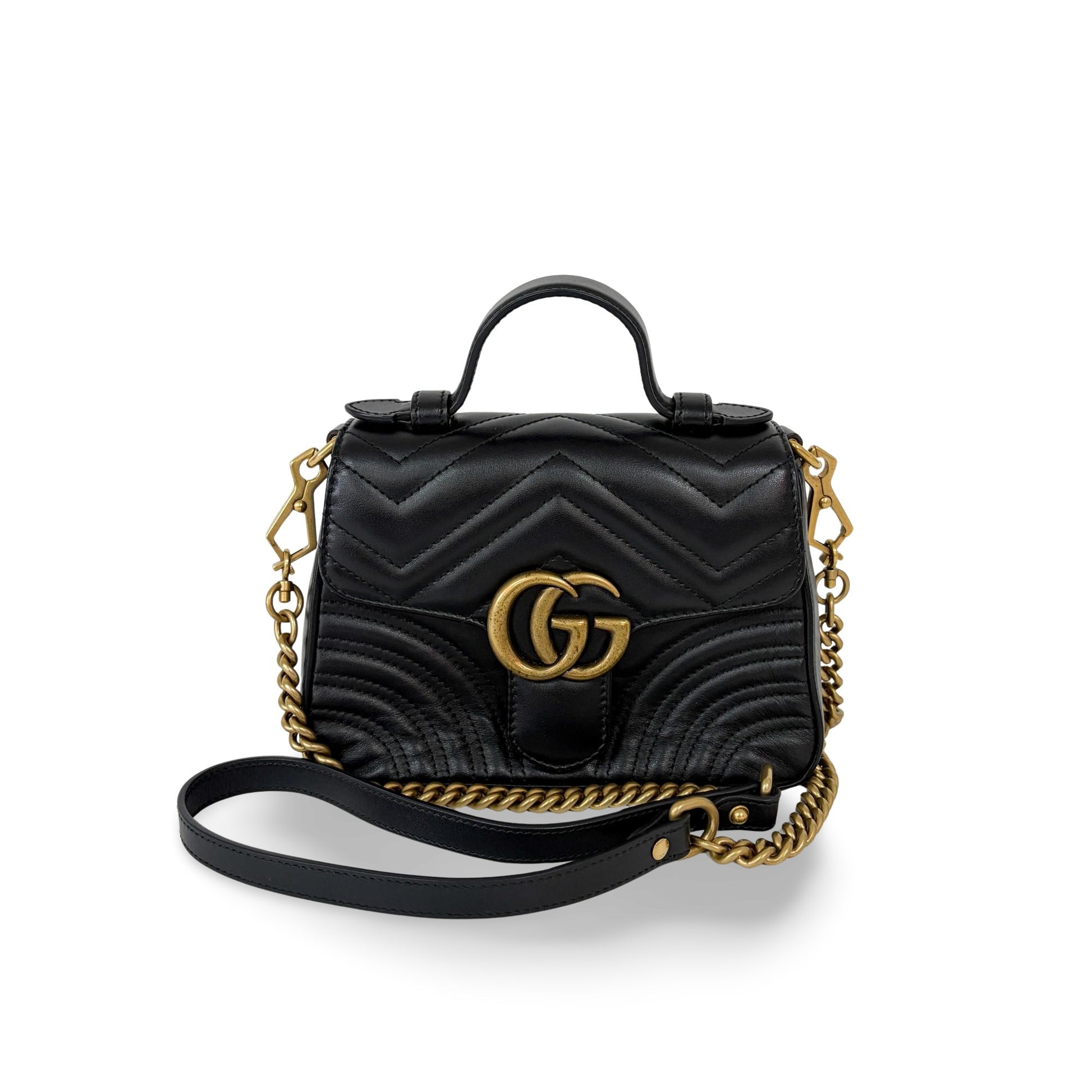 Gucci GG Marmont Top Handle Bag Leather Mini