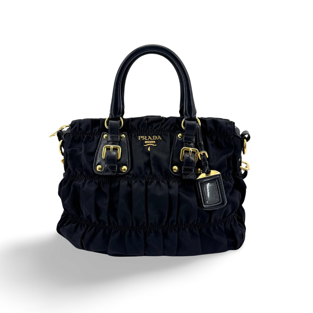 Prada Gaufre Convertible Leather and Tessuto Large