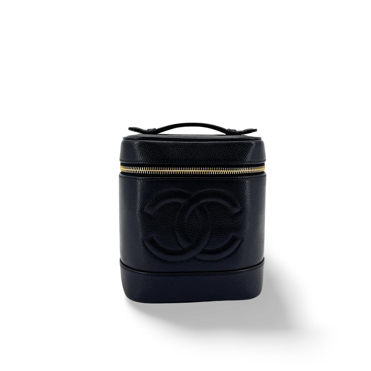 Chanel Vintage Timeless Cosmetic Case Caviar Tall