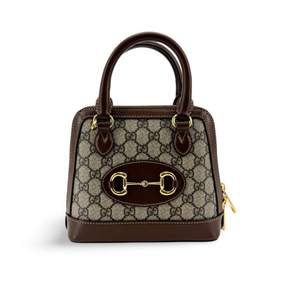Gucci Horsebit 1955 Top Handle GG Coated Canvas with Leather Mini
