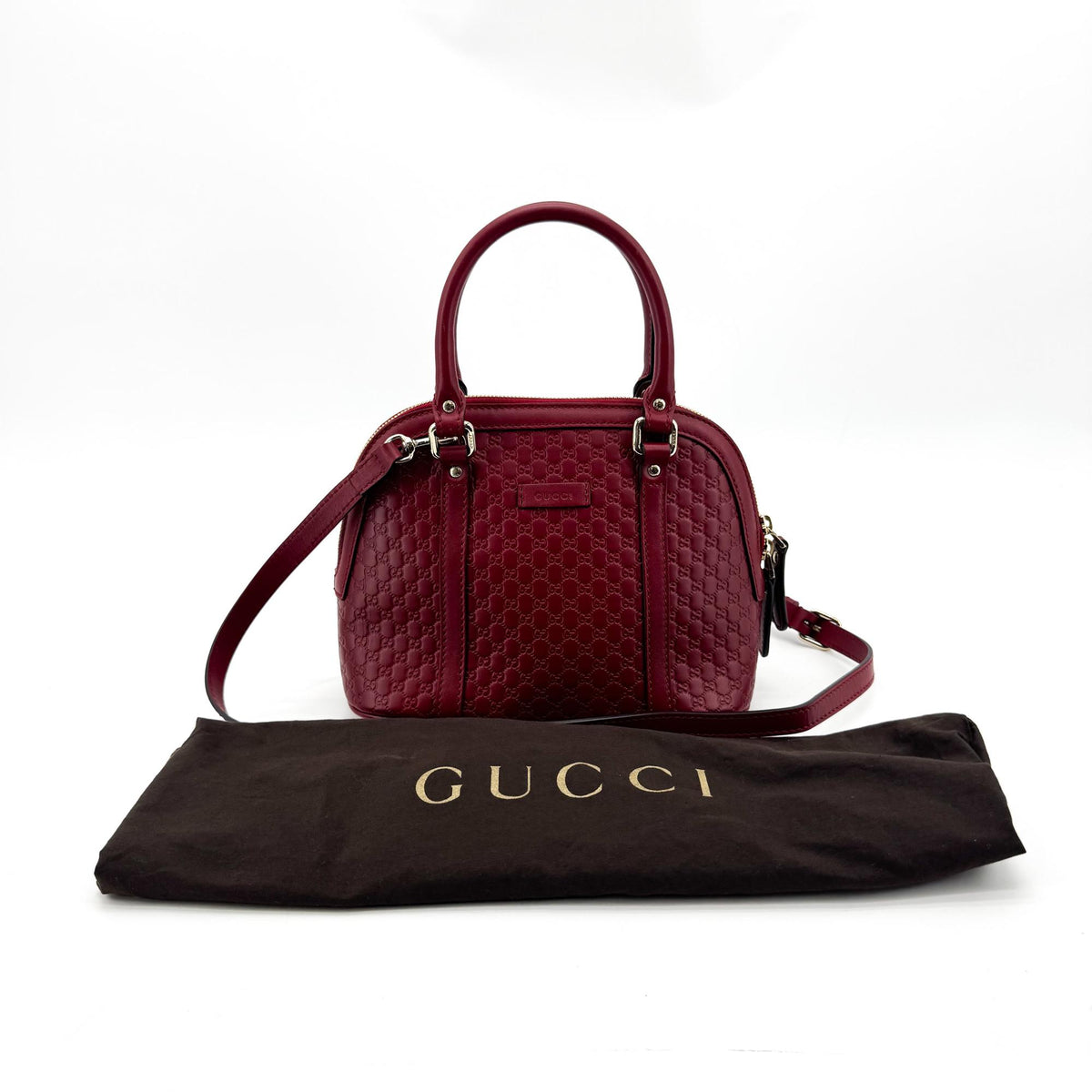 Gucci Convertible Dome Satchel Guccissima Leather Small