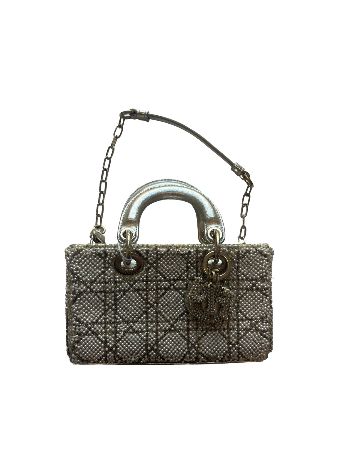 Christian Dior Lady D-Joy Cannage Pearl Beaded Leather Micro