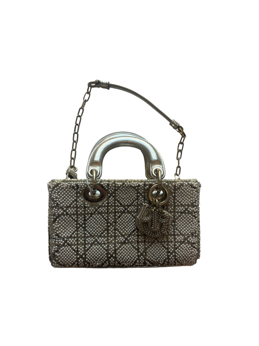 Christian Dior Lady D-Joy Cannage Pearl Beaded Leather Micro
