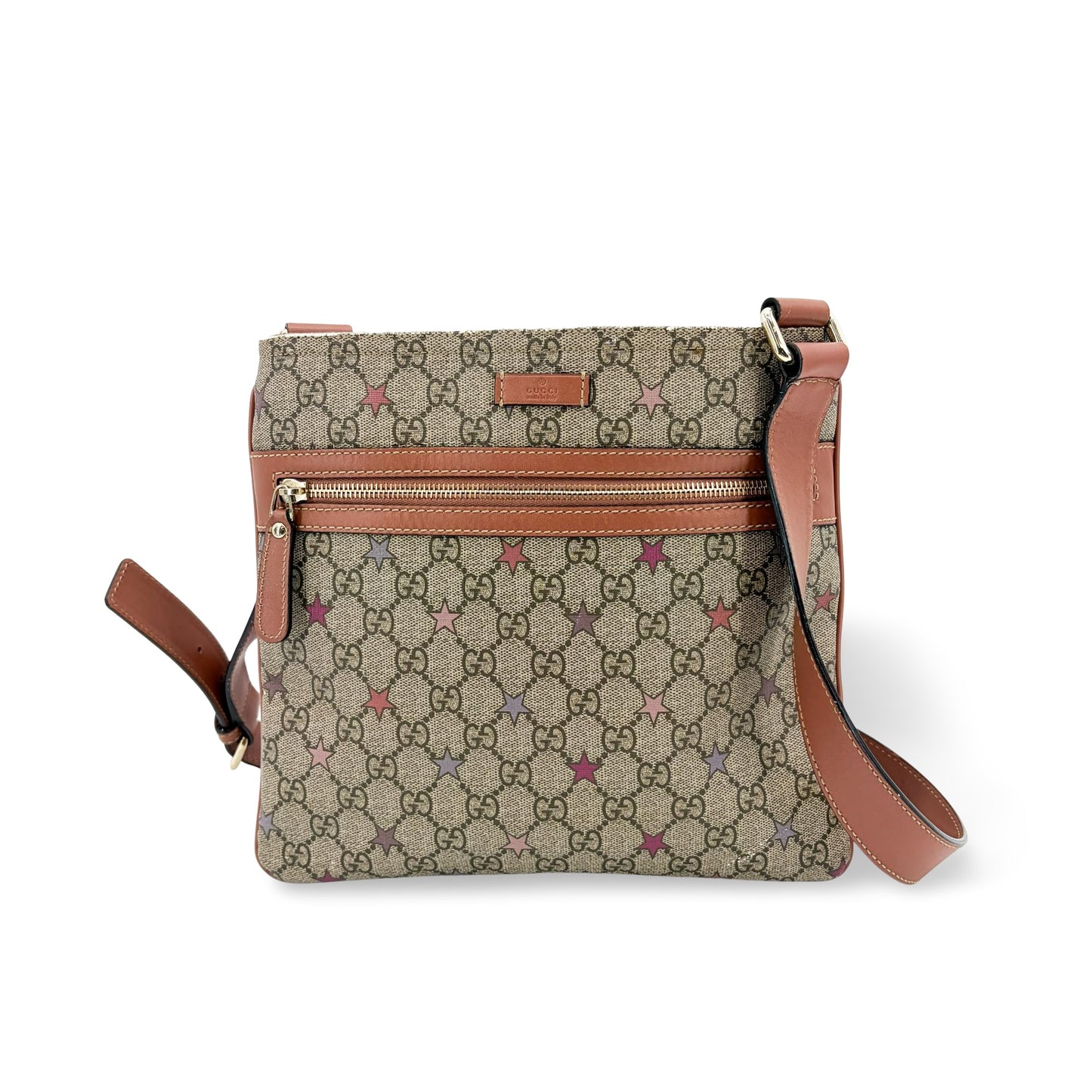 Gucci Flat Messenger Bag Printed GG Coated Canvas Medium