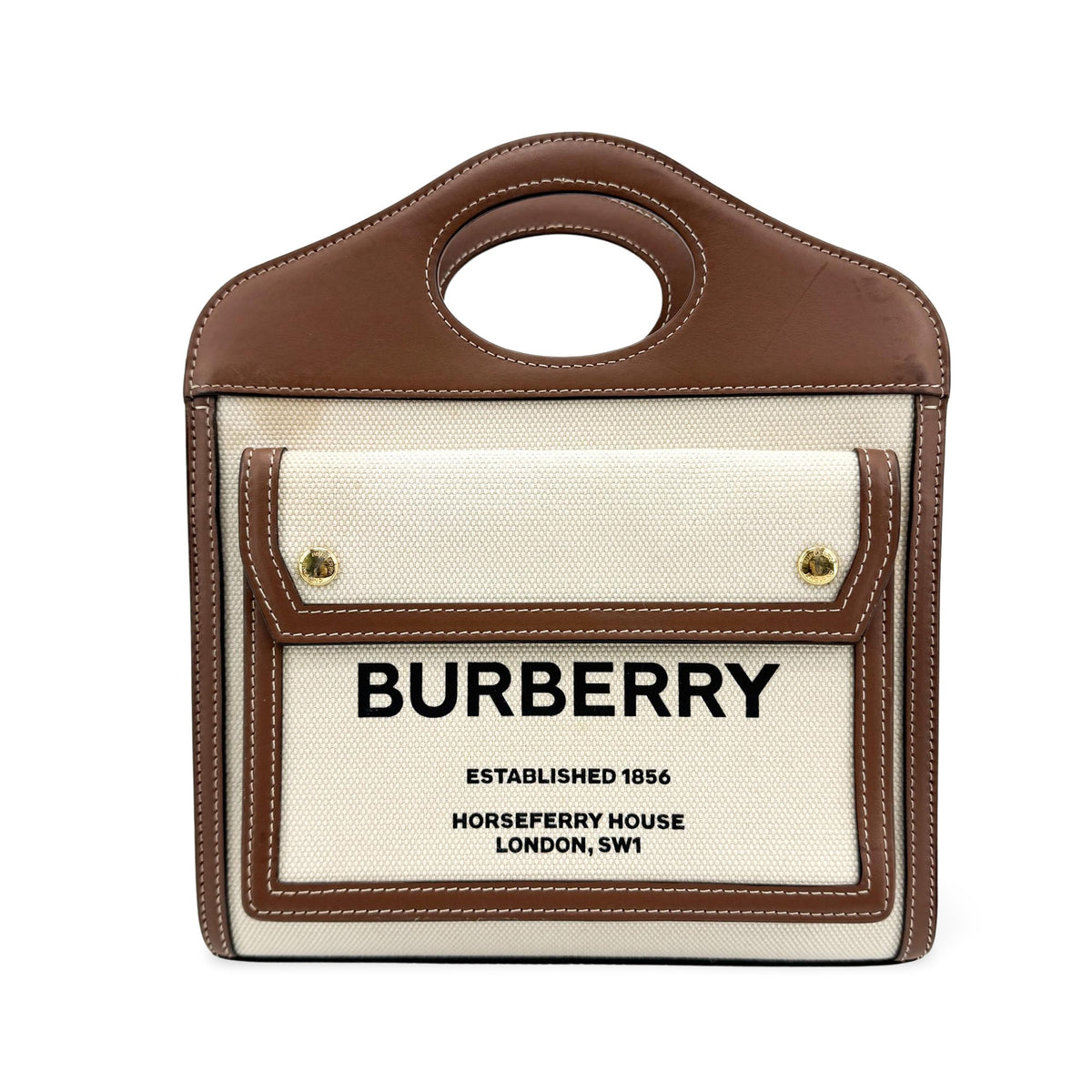 Burberry Logo Pocket Canvas with Leather Small