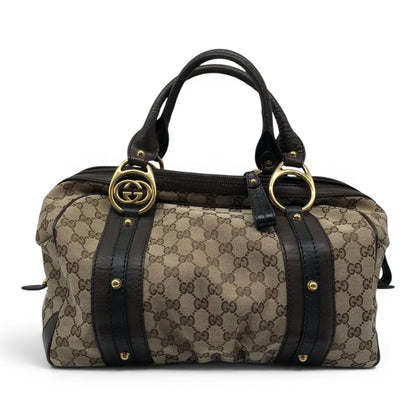 Gucci Interlocking Boston GG Canvas and brown leather Product Image