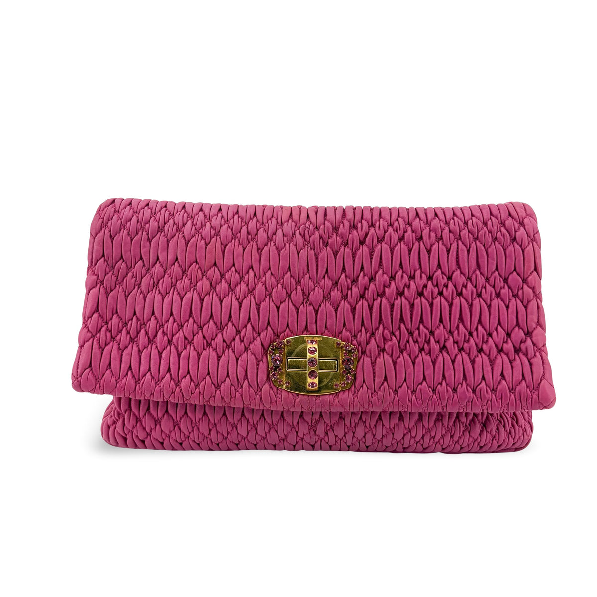 Miu Miu Crystal Clutch Matelasse Leather Medium