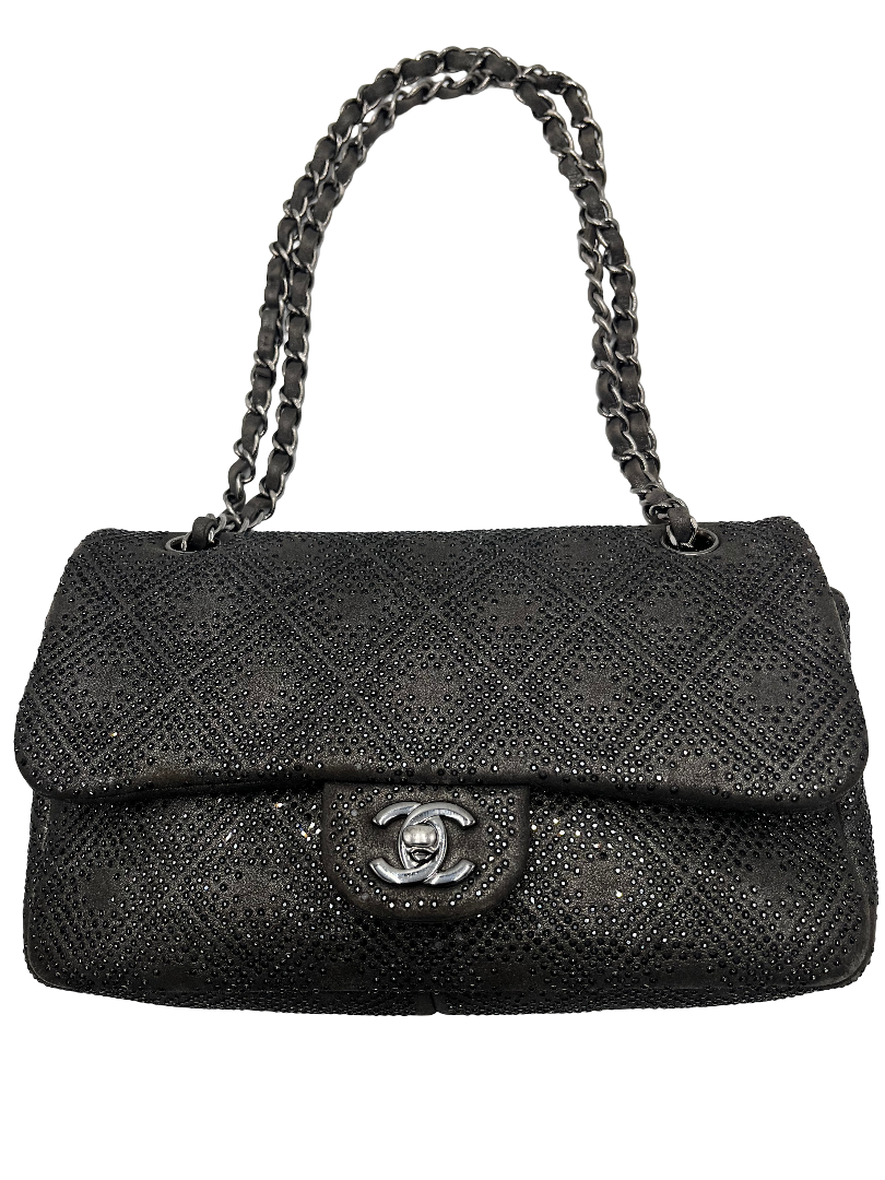 Chanel Classic  Flap bag silver strass. silver strass. medium