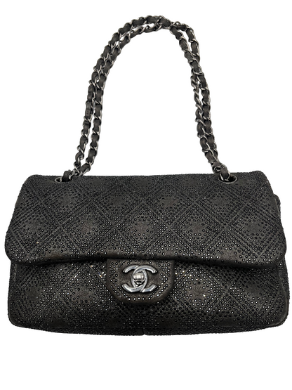 Chanel Classic  Flap bag silver strass. silver strass. medium