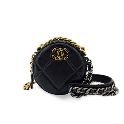 Chanel 19 Round Clutch with Chain Quilted Leather Product Image