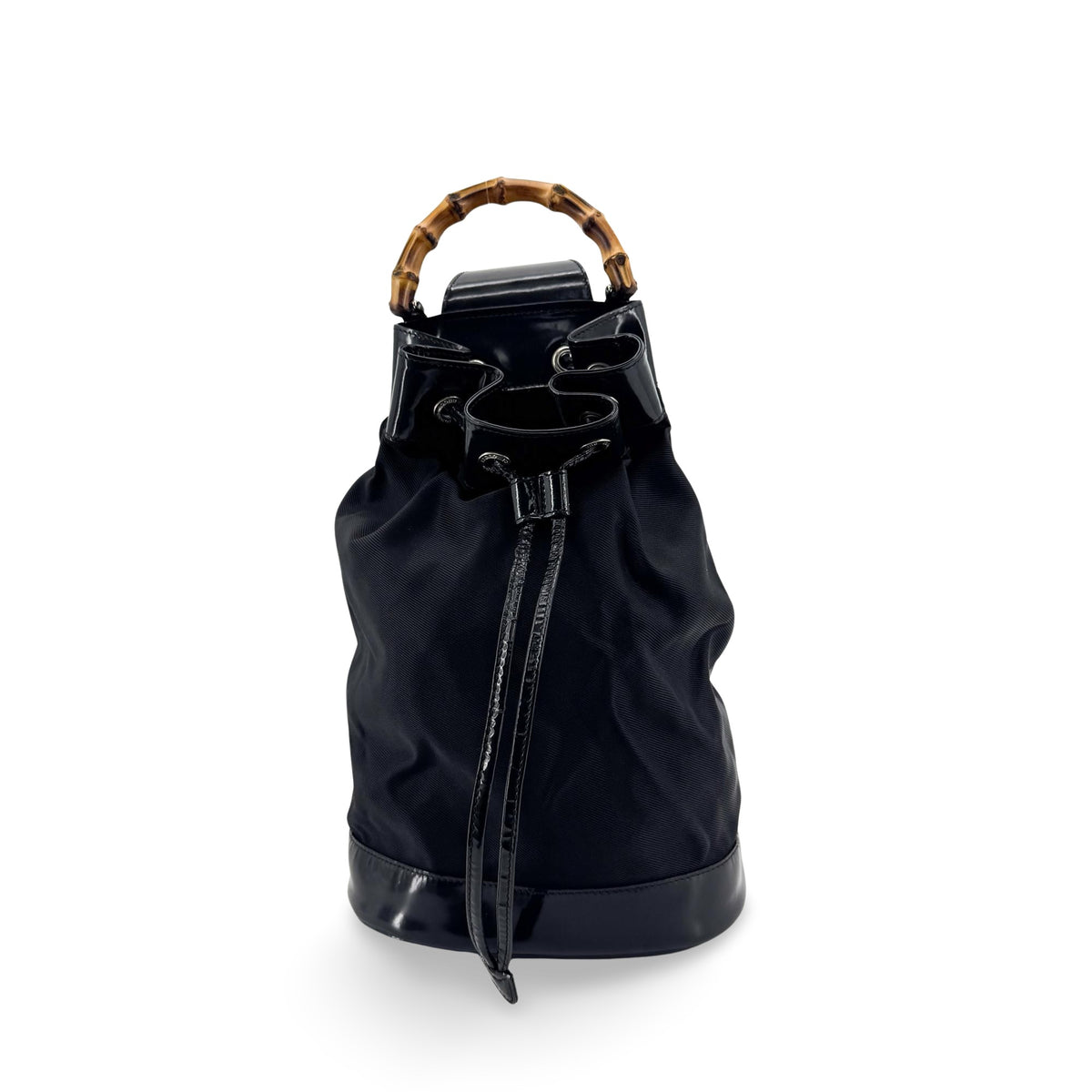 Gucci Vintage Bamboo Drawstring Suede and Leather Product Image