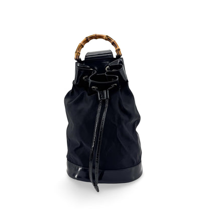 Gucci Vintage Bamboo Drawstring Suede and Leather Product Image