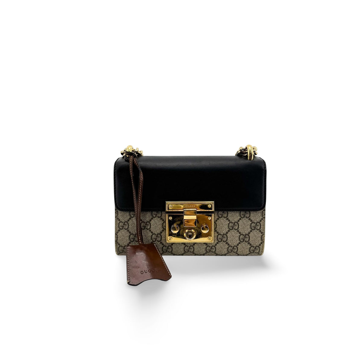 Gucci Padlock Clutch GG Canvas and Leather Large