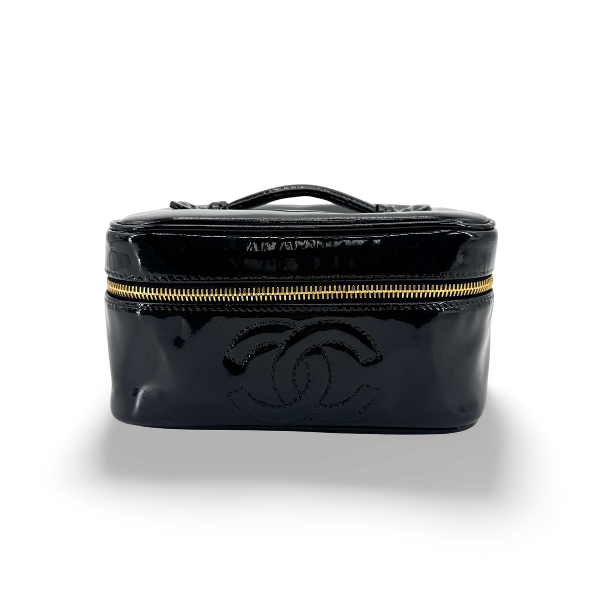 Chanel Vintage Timeless Cosmetic Case Patent Large