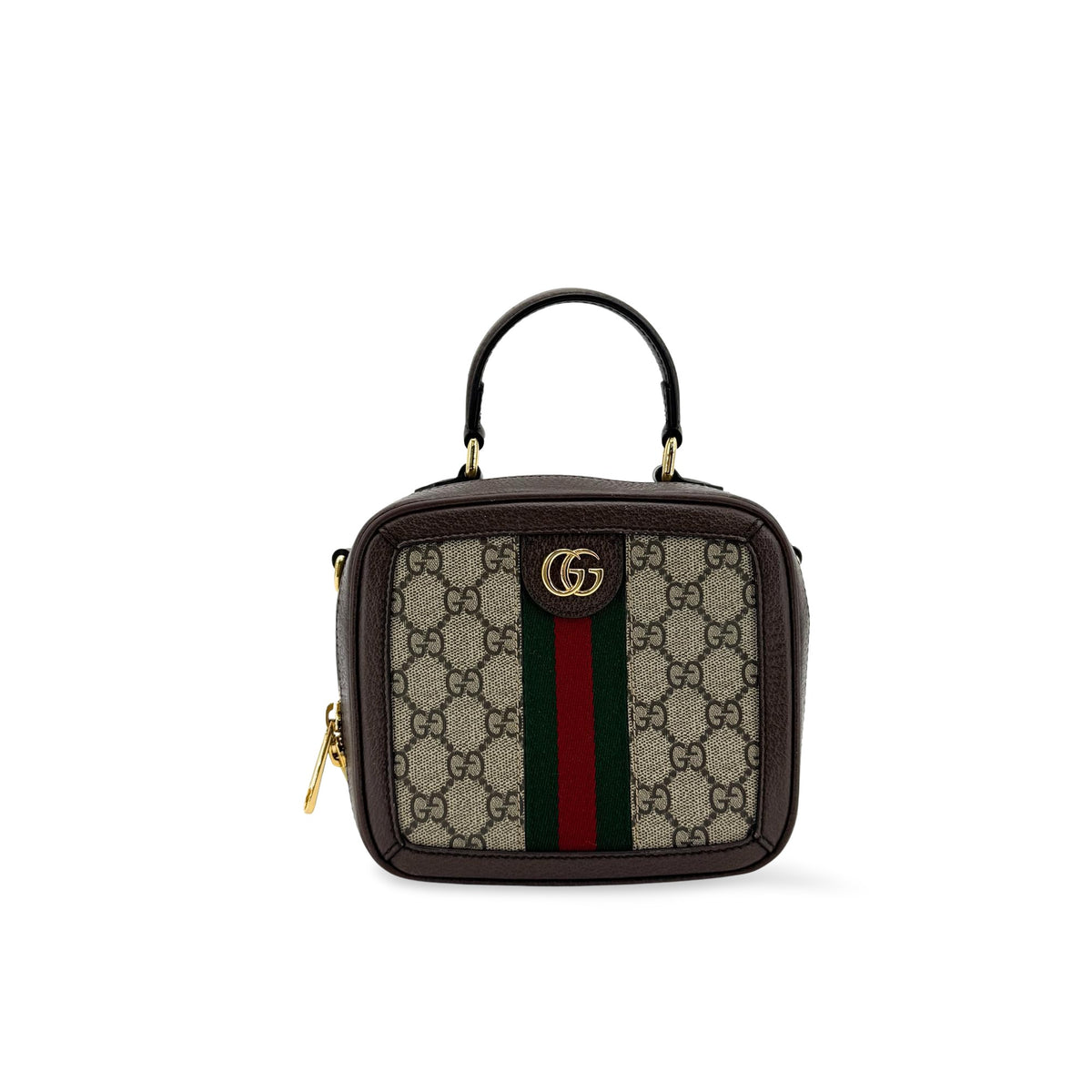 Gucci Ophidia Zip Around Top Handle GG Coated Canvas with Leather Mini