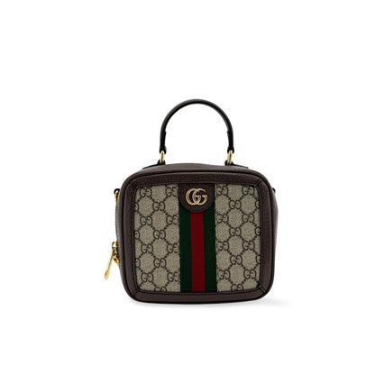 Gucci Ophidia Zip Around Top Handle GG Coated Canvas with Leather Mini