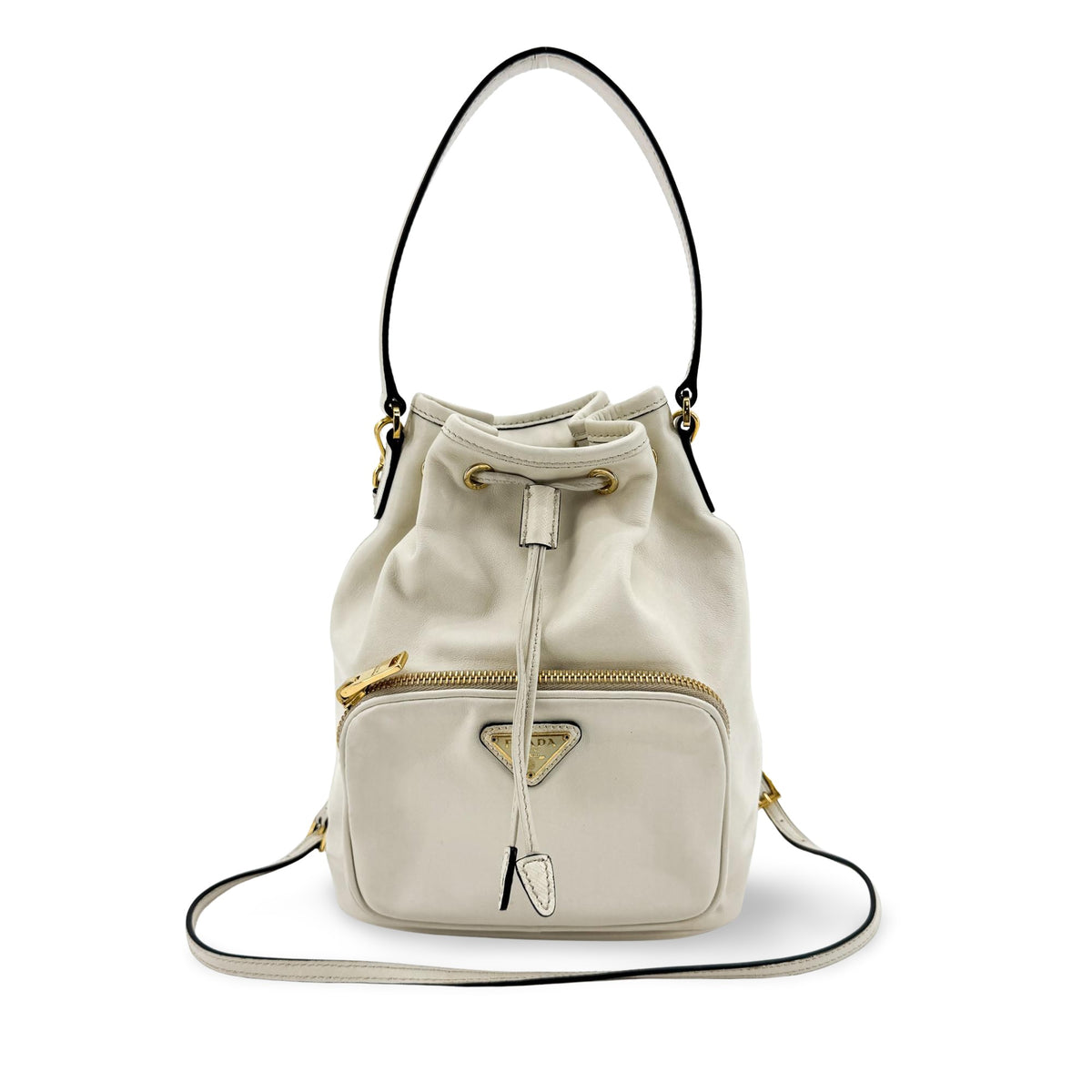 Prada Duet Drawstring Bucket Leather Product Image