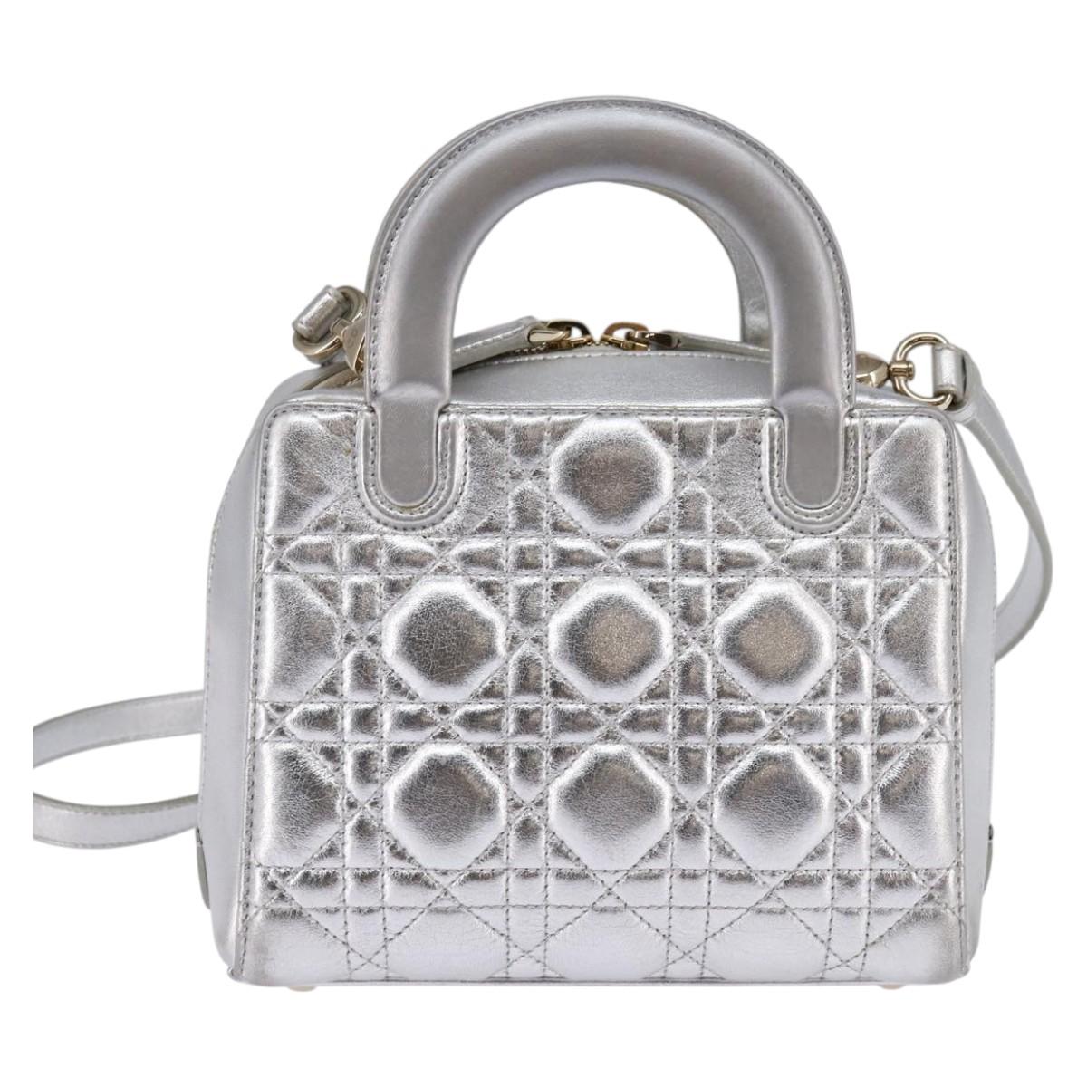 Christian Dior Cannage Granville Mini Bowling Bag Metallic Leather Product Image