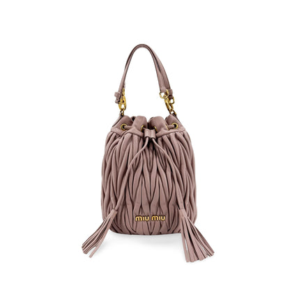 Miu Miu Drawstring Bucket Matelasse Leather Small