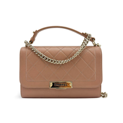 Chanel Label Click Flap Quilted Calfskin Small