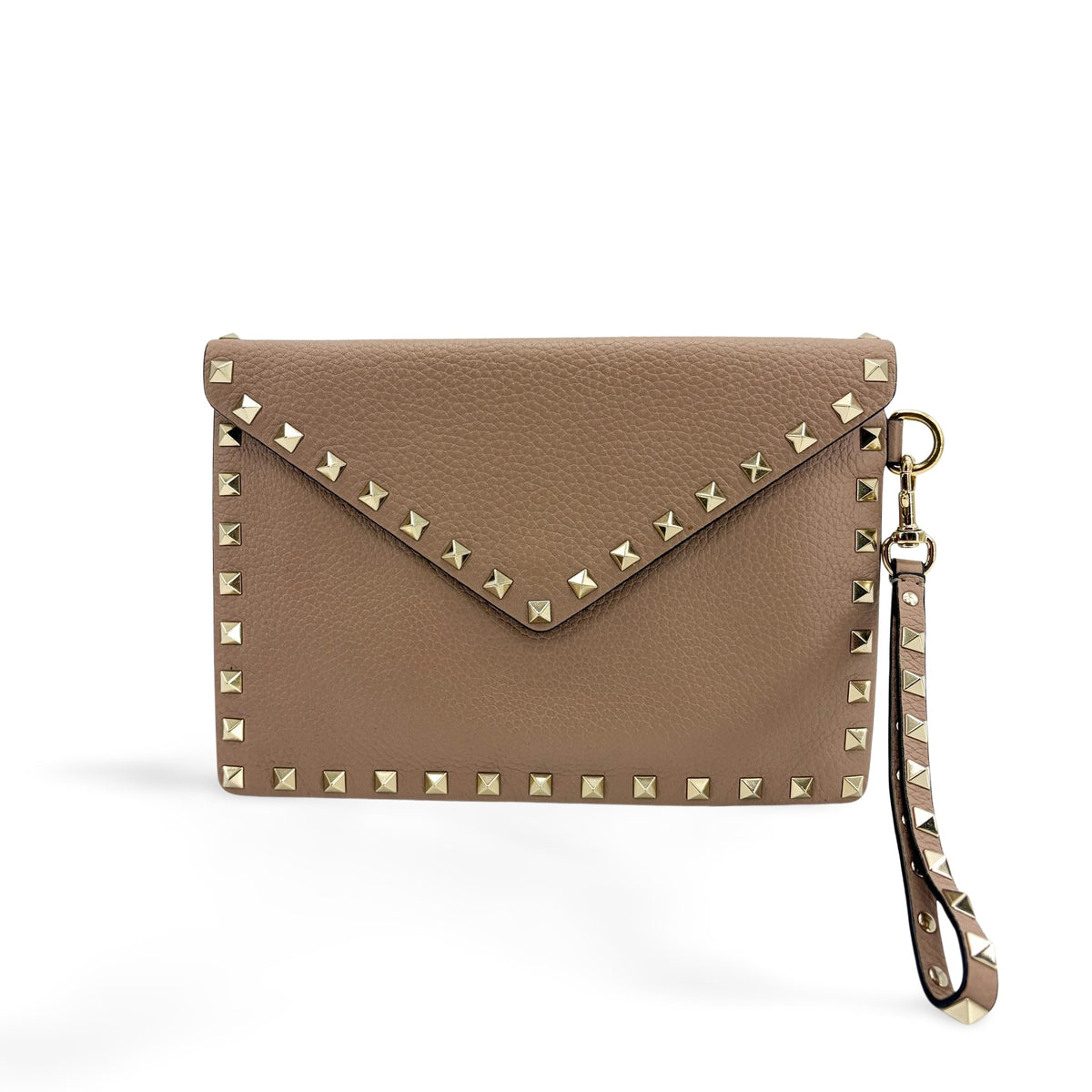 Valentino Garavani Rockstud Envelope Wristlet Clutch Leather Small