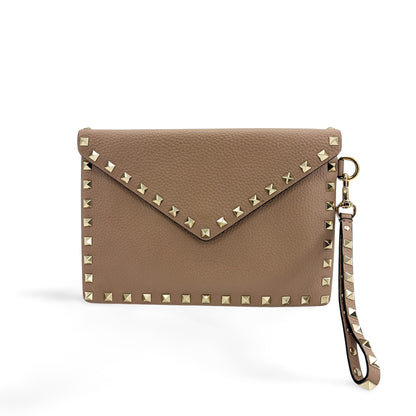 Valentino Garavani Rockstud Envelope Wristlet Clutch Leather Small