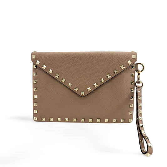 Valentino Garavani Rockstud Envelope Wristlet Clutch Leather Small