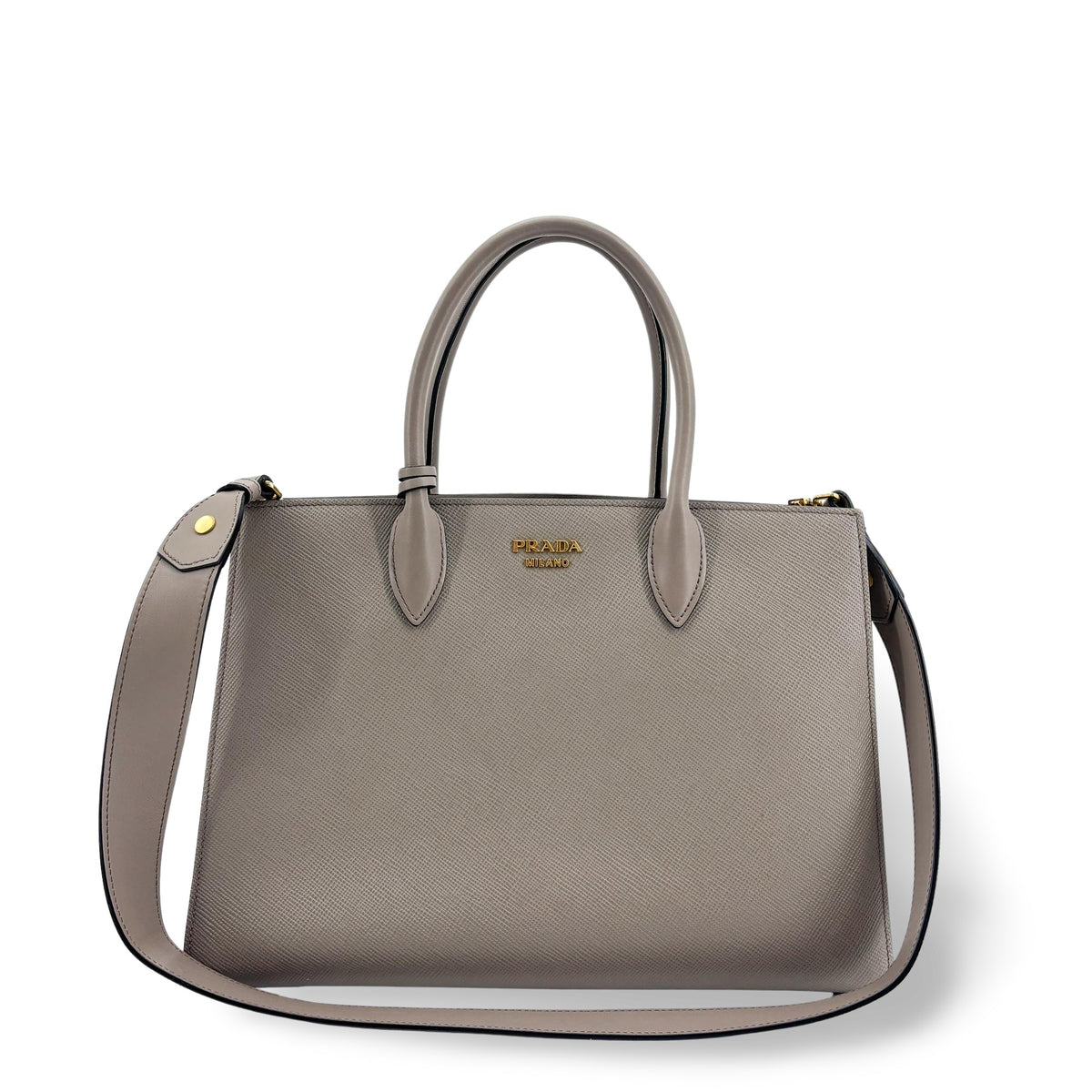 Prada Side Pleat Saffiano Leather Large