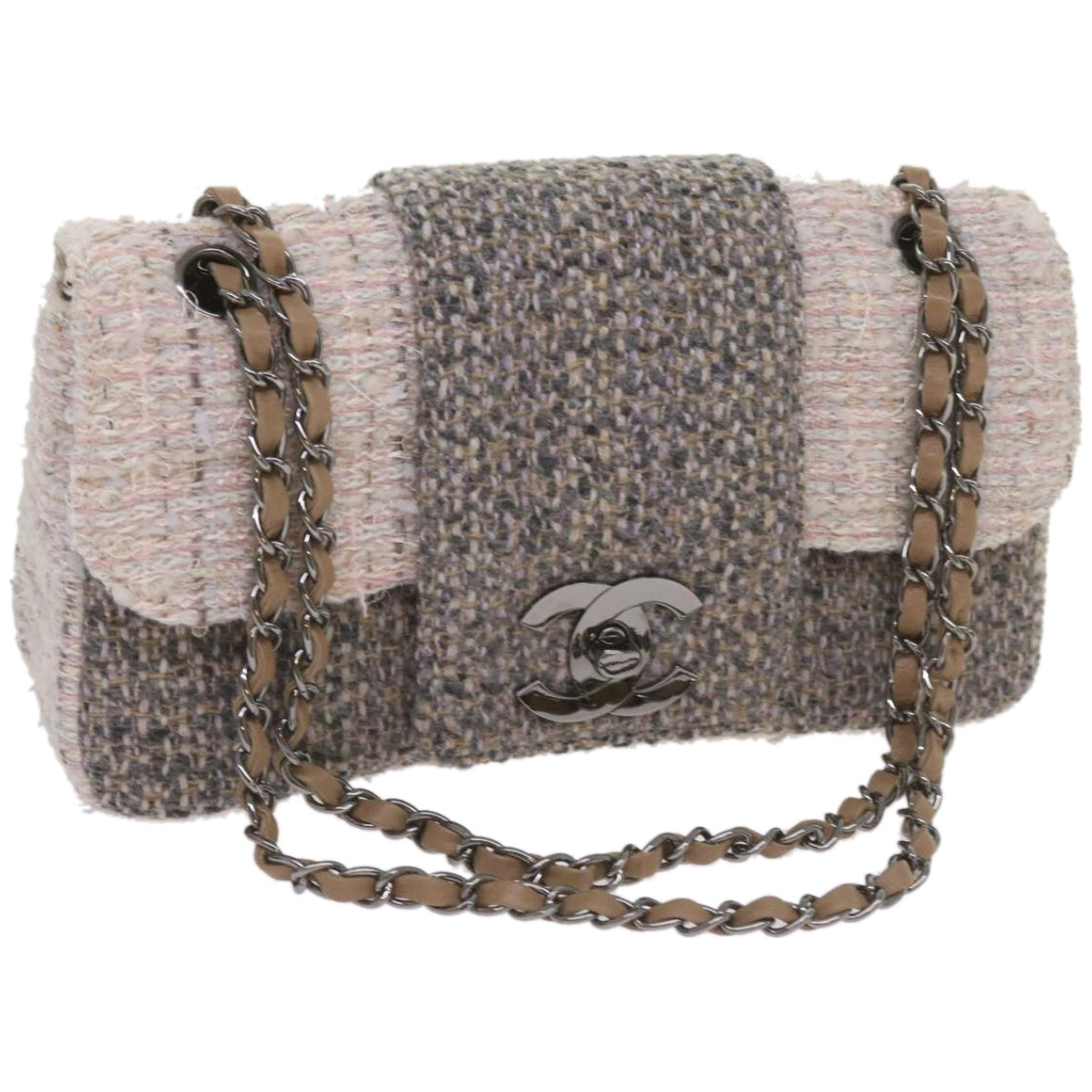 Chanel Classic Flap Clutch with Chain Tweed Product Image