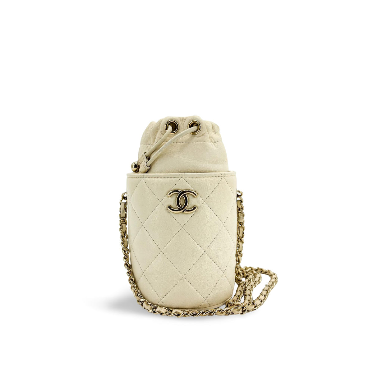 Chanel Drawstring Bucket with Chain Quilted Lambskin Mini