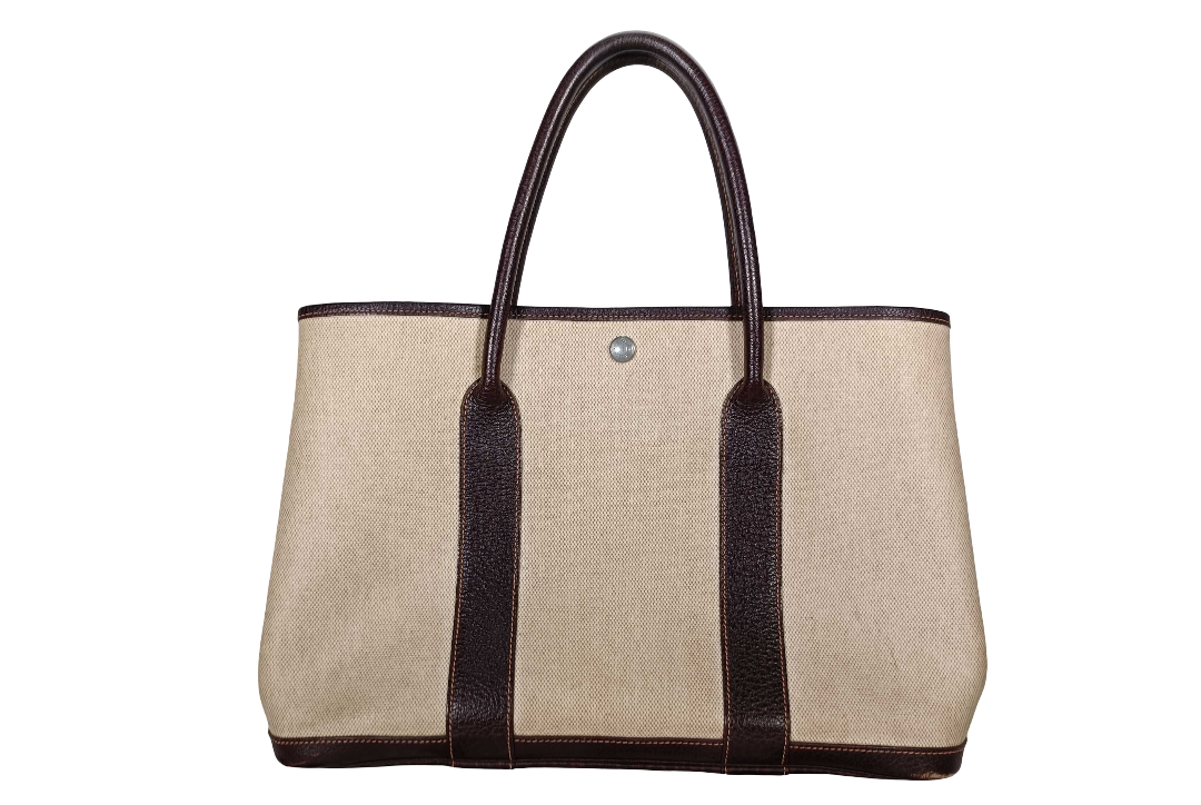 Hermes Garden Party Toile and Leather 36