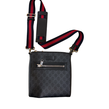 Gucci Web Strap Front Zip Messenger Printed GG Coated Canvas Medium