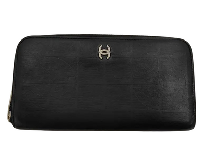 Chanel Logo CC Fermeture zippée ronde leather long