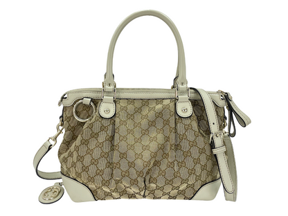 Gucci Sukey Top Handle Satchel GG Canvas with Leather Medium