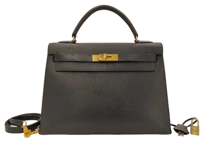 Hermes Kelly Black Box Calf with Gold Hardware 32