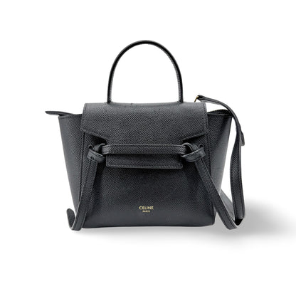 Celine Belted Zip Satchel Studded Leather and Canvas Small
