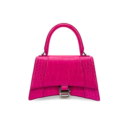 Balenciaga Hourglass Top Handle Crocodile Embossed Leather XS