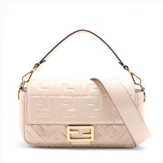 Fendi Baguette NM Bag Zucca Embossed Leather Medium