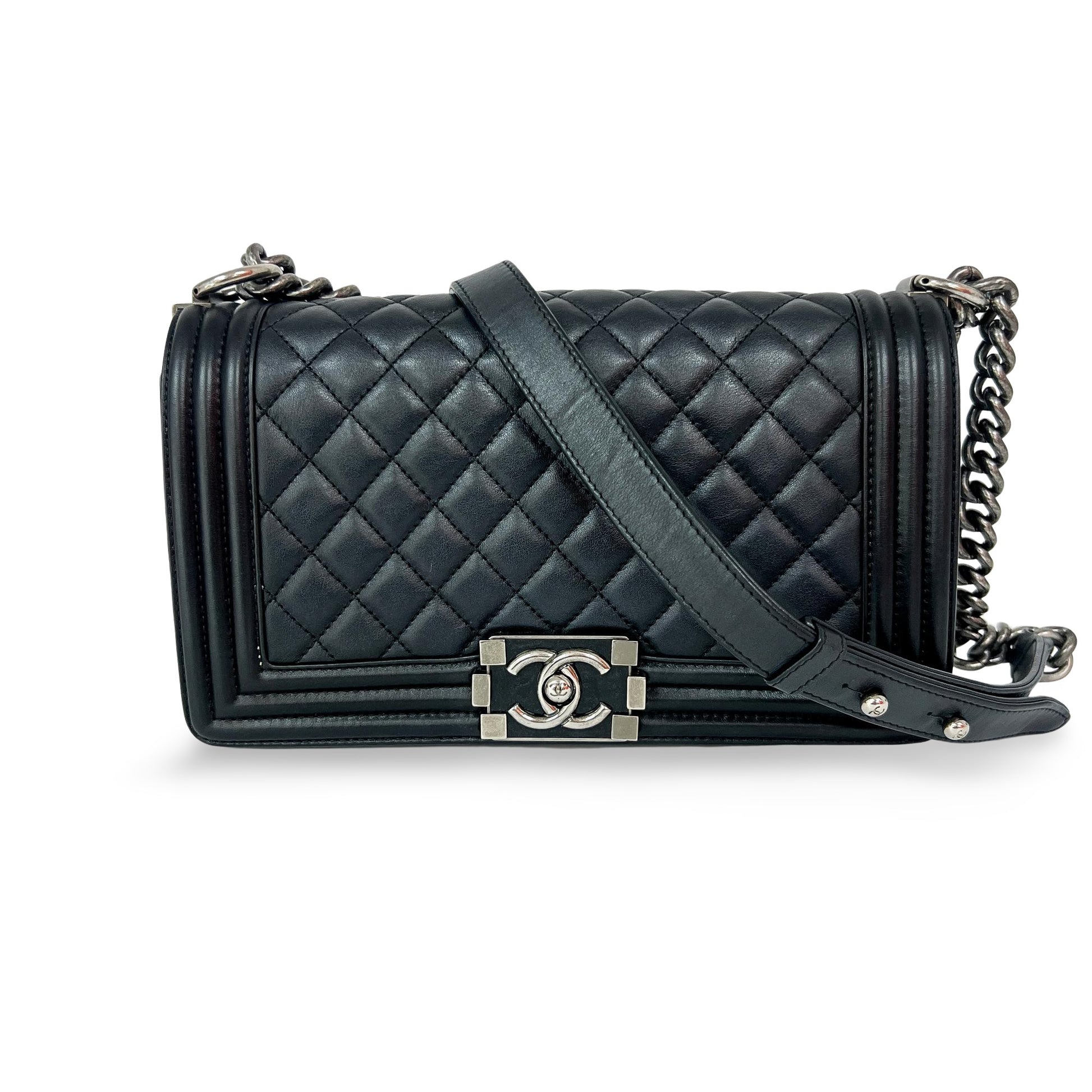 Chanel Boy Flap Bag Quilted Lambskin Old Medium