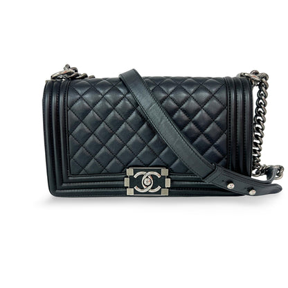 Chanel Boy Flap Bag Quilted Lambskin Old Medium